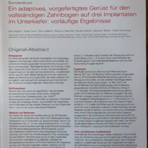 Sonderdruck - Ein adaptives, vorgefertigtes Gerüst für den vollständigen Zahnbogen auf drei Implantaten im Unterkiefer