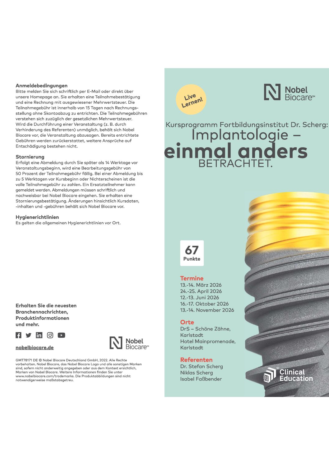 "Implantologie - einmal anders betrachtet" Dr. Scherg 2026