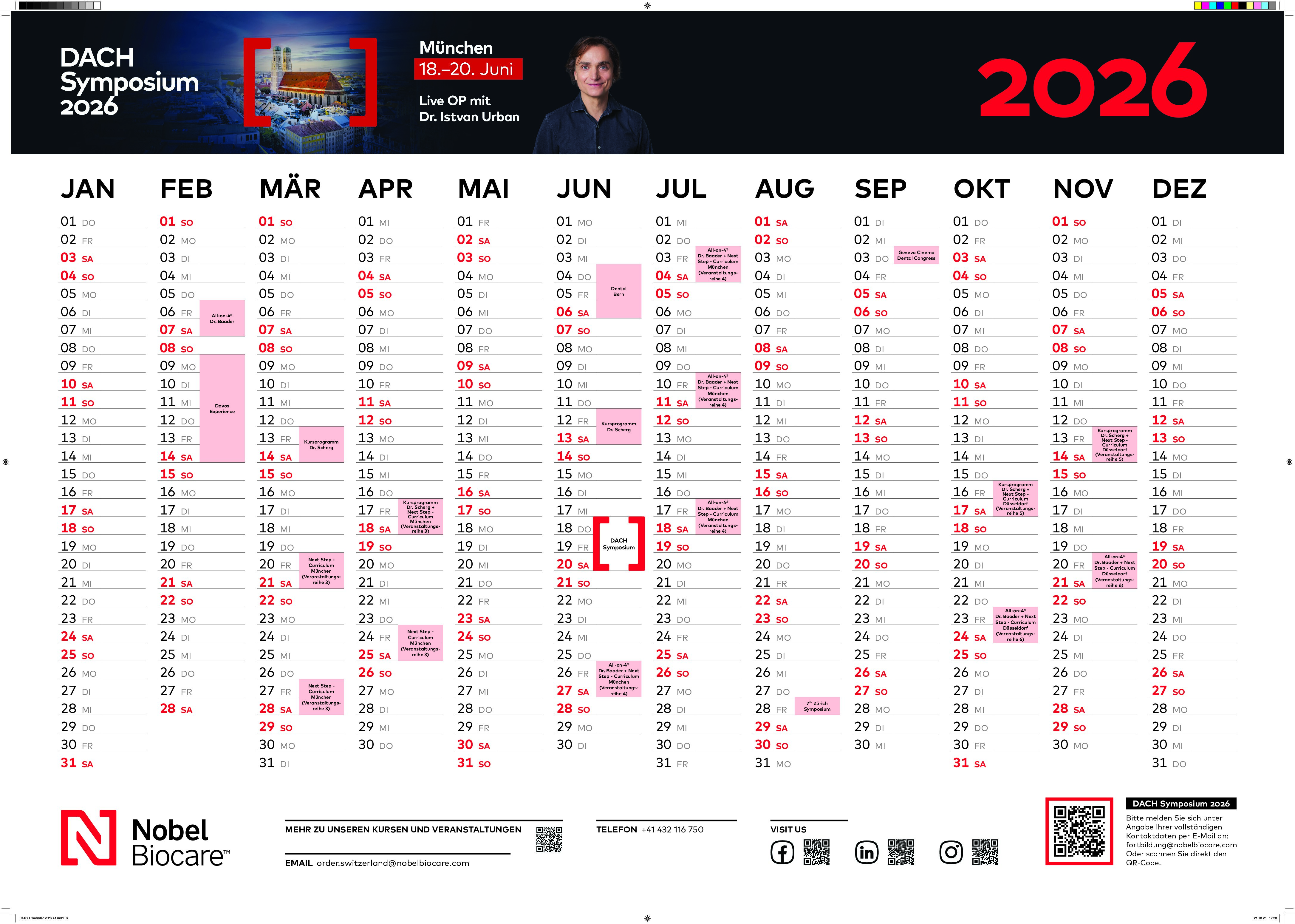 Wandkalender 2026 DIN A1 - Schweiz